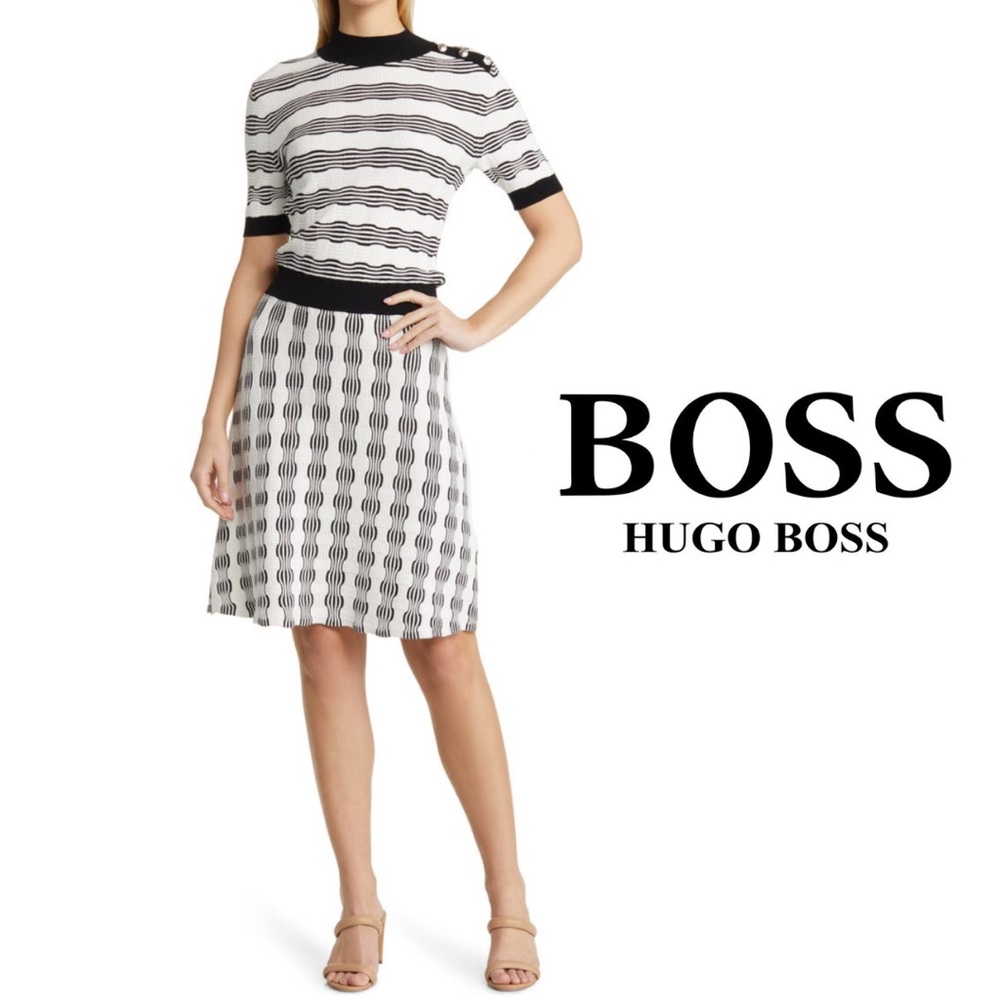 NWT Hugo Boss Foldiana A-Line Knit Midi Dress